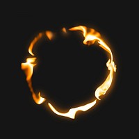 Flame frame, circle shape, realistic burning fire psd