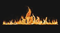 Burning flame border sticker, realistic fire image psd