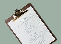 Paper mockup psd, flat lay design, on clipboard