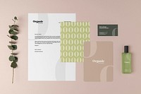 Corporate identity mockup, professional stationery, business branding, flat lay design