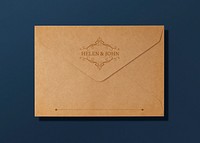 Brown envelope mockup, aesthetic stationery, flat lay design, psd