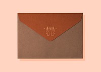 Brown envelope mockup, aesthetic stationery, flat lay design, psd