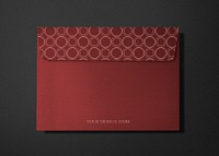 Aesthetic envelope mockup, red stationery psd