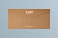 Brown envelope mockup, aesthetic stationery, flat lay design, psd