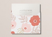 Floral white envelope mockup, aesthetic stationery, flat lay design, psd