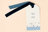 Label mockup psd, greeting tag design