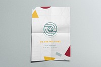 Folded poster mockup, wall advertisement in realistic design psd