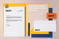 Corporate identity mockup, professional stationery, business branding, flat lay design