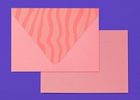 Pink envelope mockup, aesthetic stationery, flat lay design, psd