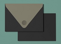 Green envelope mockup, aesthetic stationer, flat lay design, psd