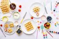 Kids waffle breakfast treat with clotted cream