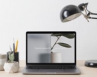 Laptop screen mockup psd, minimal workspace design