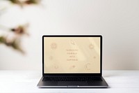 Laptop screen mockup psd, minimal workspace design