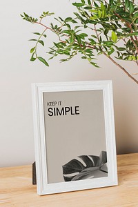 White picture frame mockup psd, spring decoration, home interior design