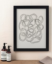 Frame mockup, abstract art in modern bathroom decor, psd design