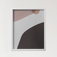Abstract artwork, white frame, beige wall
