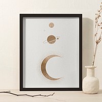 Wall art mockup, psd frame in modern beige interior design