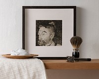 Frame psd mockup, masculine home decor, artwork by édouard Manet