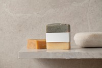 Organic bar soap, natural product in a bathroom