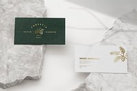 Business card mockup, wellness business branding psd