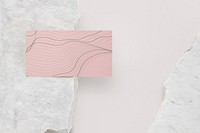 Pink business card, blank design, flat lay design