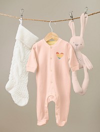 Pink toddler pajamas, kids apparel with blank design space
