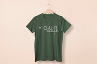 Green t-shirt mockup, simple apparel in unisex design psd