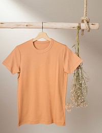 Orange t-shirt, simple apparel in unisex design with blank space