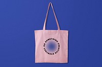 Canvas tote bag mockup, pink printed quote, realistic design psd