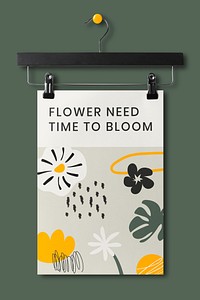 Flower poster mockup, paper stationery realistic design psd