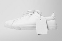 Sneakers label mockup, street fashion branding psd