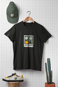 Printed t-shirt mockup, women’s casual fashion in realistic design psd