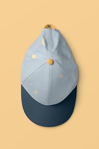 Snapback cap mockup, streetwear fashion in blue realistic design psd