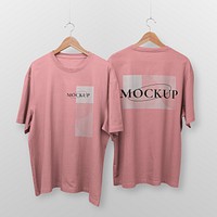 Oversized t-shirt mockup, pink casual fashion in realistic design psd