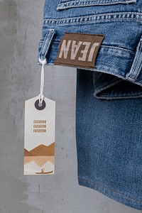 Clothing tag mockup, brown apparel design psd