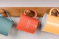 Ceramic mug mockup, realistic product design psd