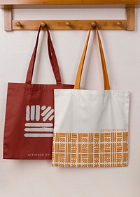 Tote bag mockup, printed tribal pattern, realistic design psd