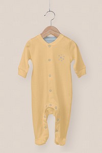 Yellow toddler pajamas, kids apparel with blank design space