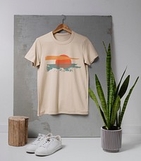 Summer t-shirt mockup, casual apparel in unisex design psd