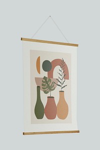 Aesthetic poster mockup, hanging on wall psd