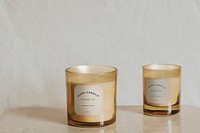 Wall mockup, aroma candles at spa psd