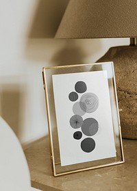 Aesthetic gold picture frame mockup psd, abstract art