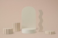 Abstract background with beige geometric 3d podiums
