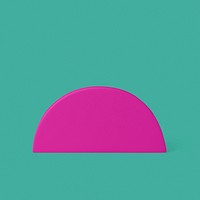 Pink semicircle, geometric shape sticker, isolated object design psd