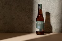 Glass bottle mockup, label design, beer craft product packaging psd