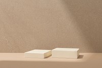 Abstract background with beige geometric 3d podiums