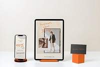 Tablet, smartphone screen mockup, fashion business identity psd