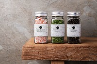 Seasoning bottle label mockup, kitchen essentials psd