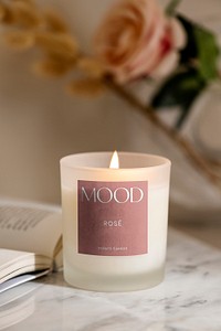 Scented candle label mockup psd, business branding design