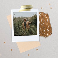 Instant photo frame mockup, man image design psd